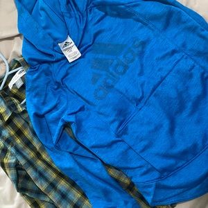 Size 7Boys. Adidas blue hoodie & plaid long sleeve